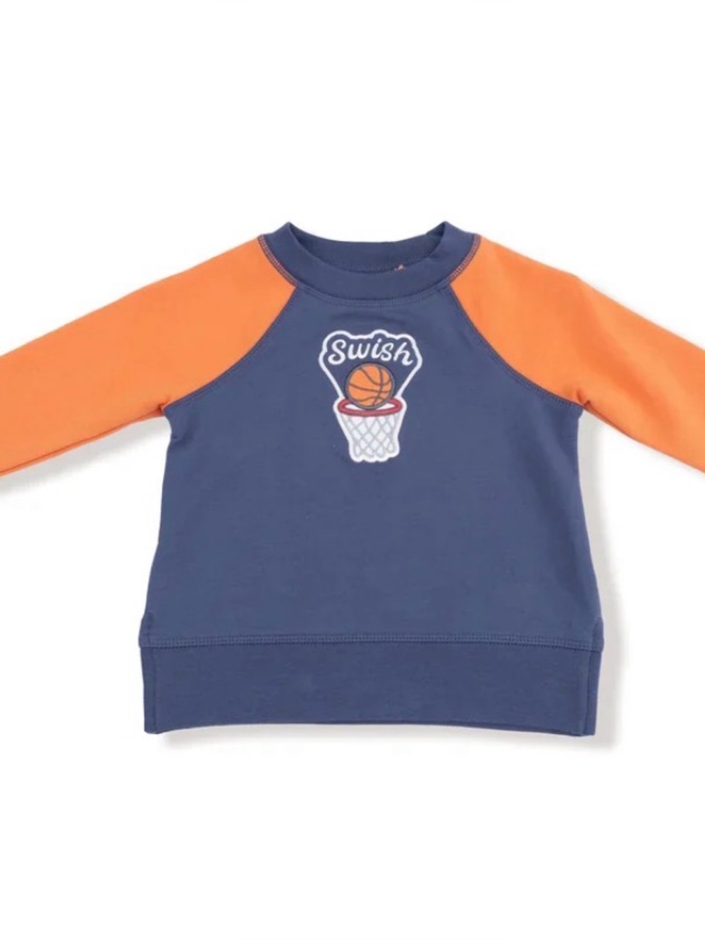 Angel Dear French Terry Sport Varsity Orange Raglan Sweatshirt - Basketball Patc